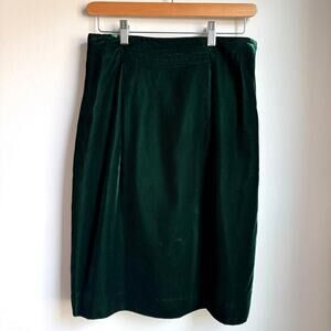 Talbots Emerald Green Velvet Skirt Petite 10P Lined Classic Pencil